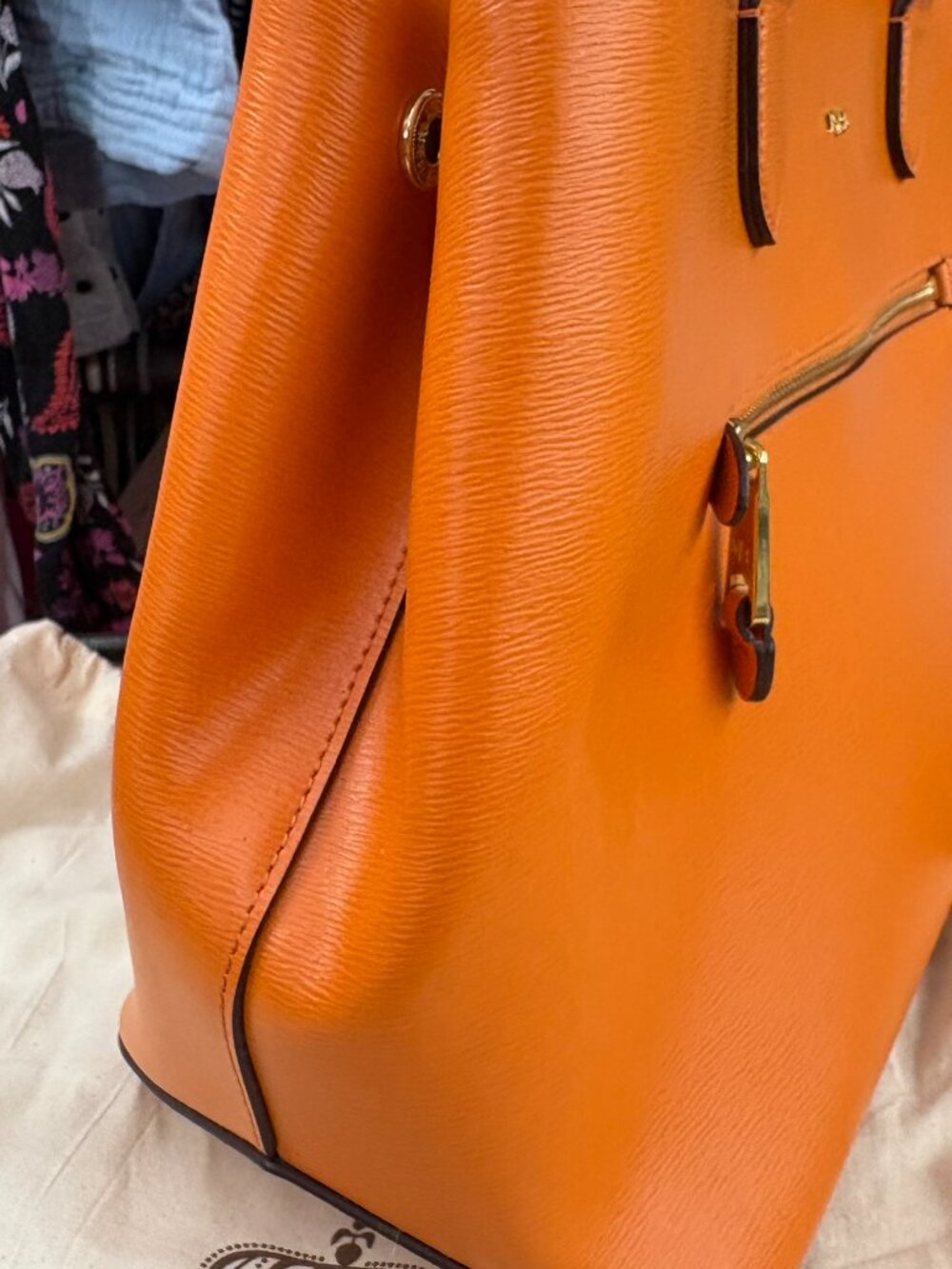 orange Lauren Ralph Lauren Newbury Sabine Satchel - Picture 6 of 14